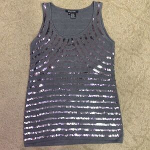 Shimmering Etcetera Women’s XS Sequenced Sweater Gray Tank Top